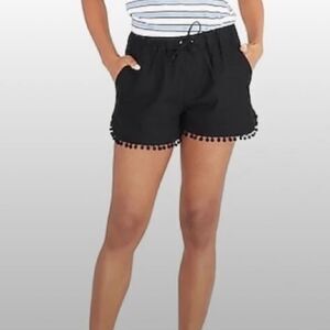 J. Crew Boho Linen Cotton Blend Drawstring Pom Hem Pull On Shorts Sz S